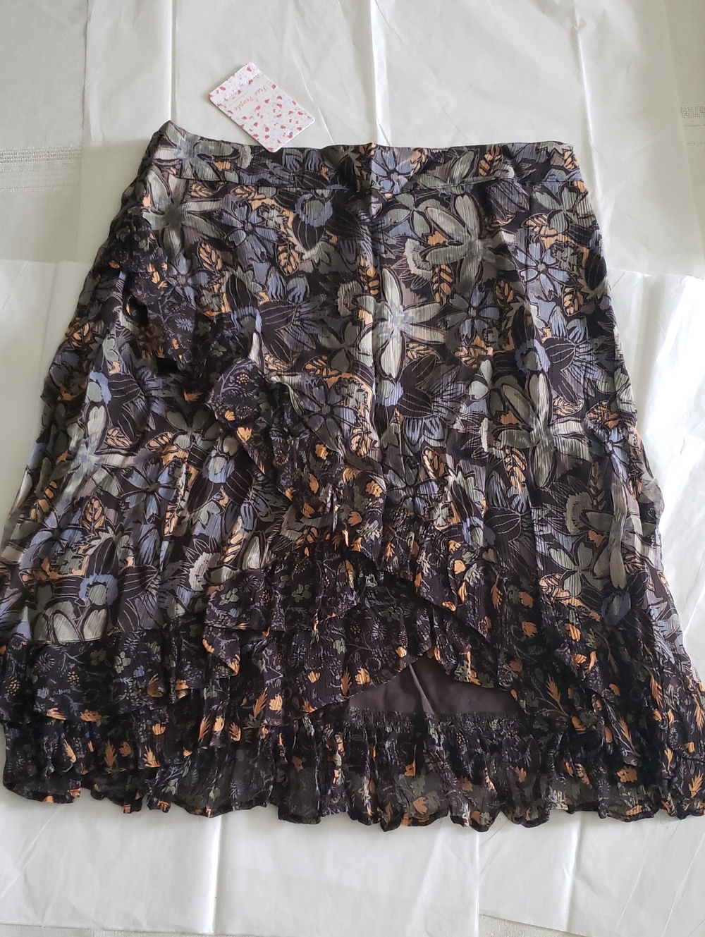 Free People New Skirt AROUND THE WORLD Printed Ruffled Women's Sz 8 🎉HP🎉 - Picture 4 of 16